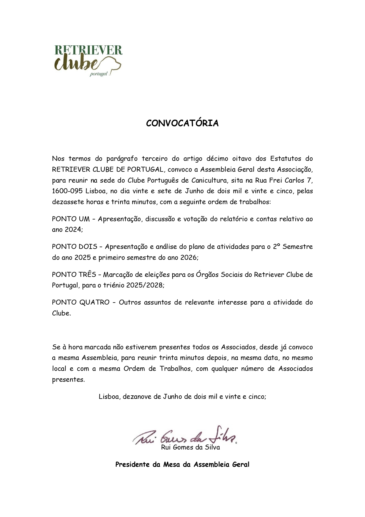 Convocatória – Assembleia Geral 2025