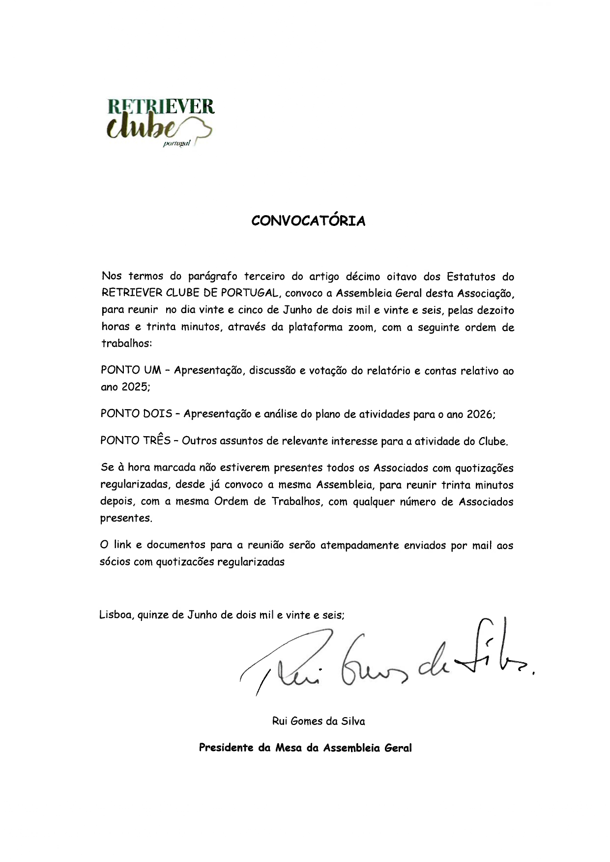 Convocatória – Assembleia Geral 2026